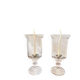 Pair of Lalique FRANCE crystal tealight holders – “Ouragan” model