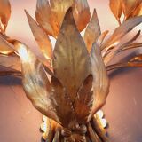 Monumental Vintage Wall Lamp with Golden Leaf Decor by Hans Kögl, 1960s