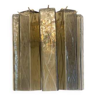 Mid-Century Modern Style Fumè "Squared" Murano Glass Wall Sconce