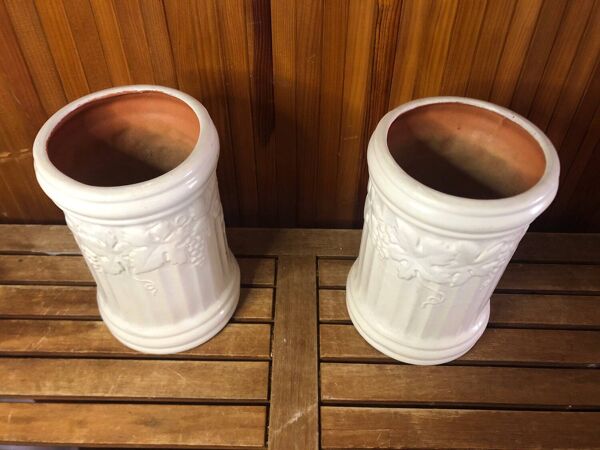 Paire vase scheurich keramik céramique blanche décor vignes #a471