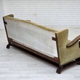 1950s, 3-seater Danish sofa, original condition, furniture velour, oak.
