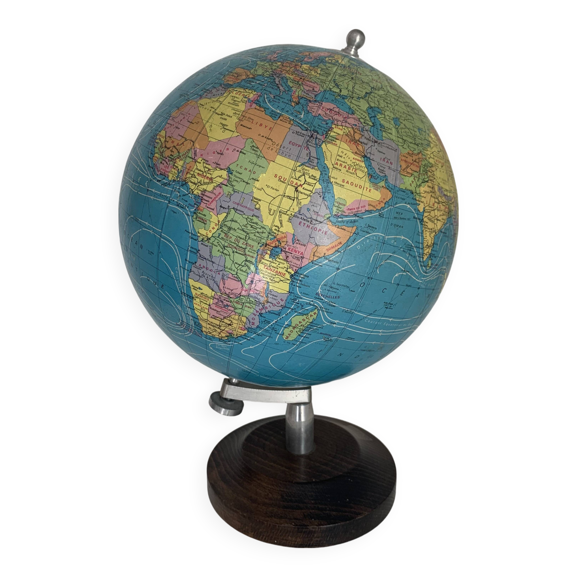 Large vintage 1985 terrestrial globe Taride wood - 38 cm