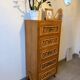 Vintage oak and rattan chest of drawers