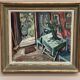 Oil on panel by Swedish artist – "Interior with figure" by Olle Nordberg (1905–1986) – 1944 – vintage and framed – 40×46 cm (15.7"×18.1")