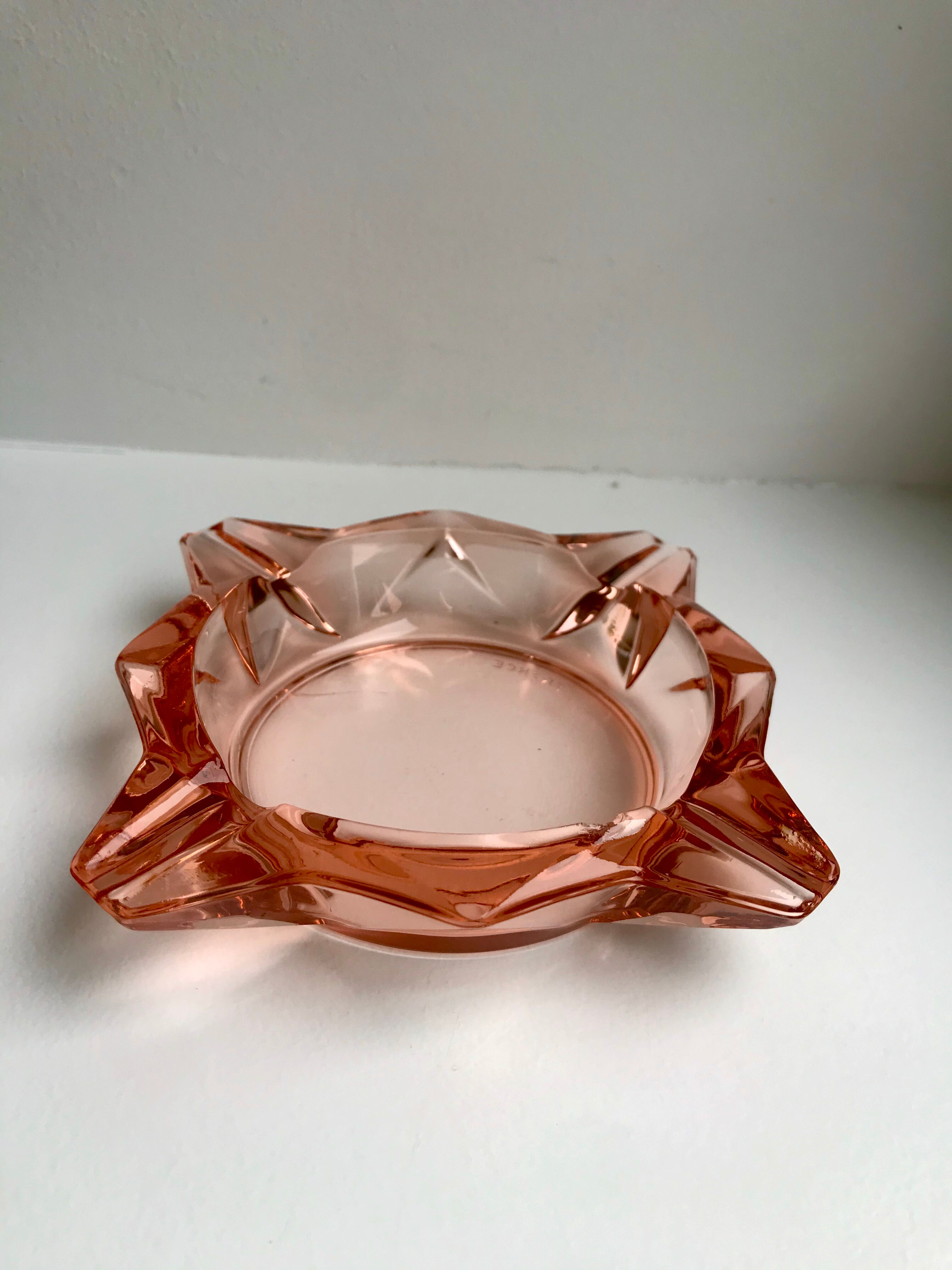 Pink glass ashtray 70s