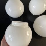 Ensemble de 4 abat-jour en verre opalin pour plafond, lampes rondes blanches vintage