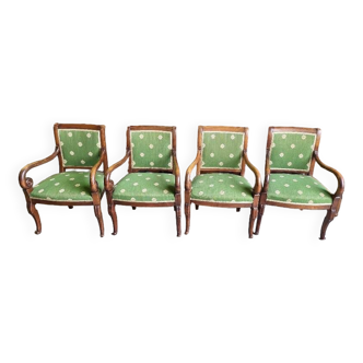 Serie de 4 fauteuils de style empire a crosse