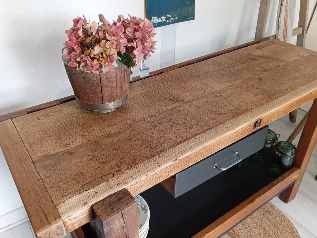 139 cm solid oak workbench