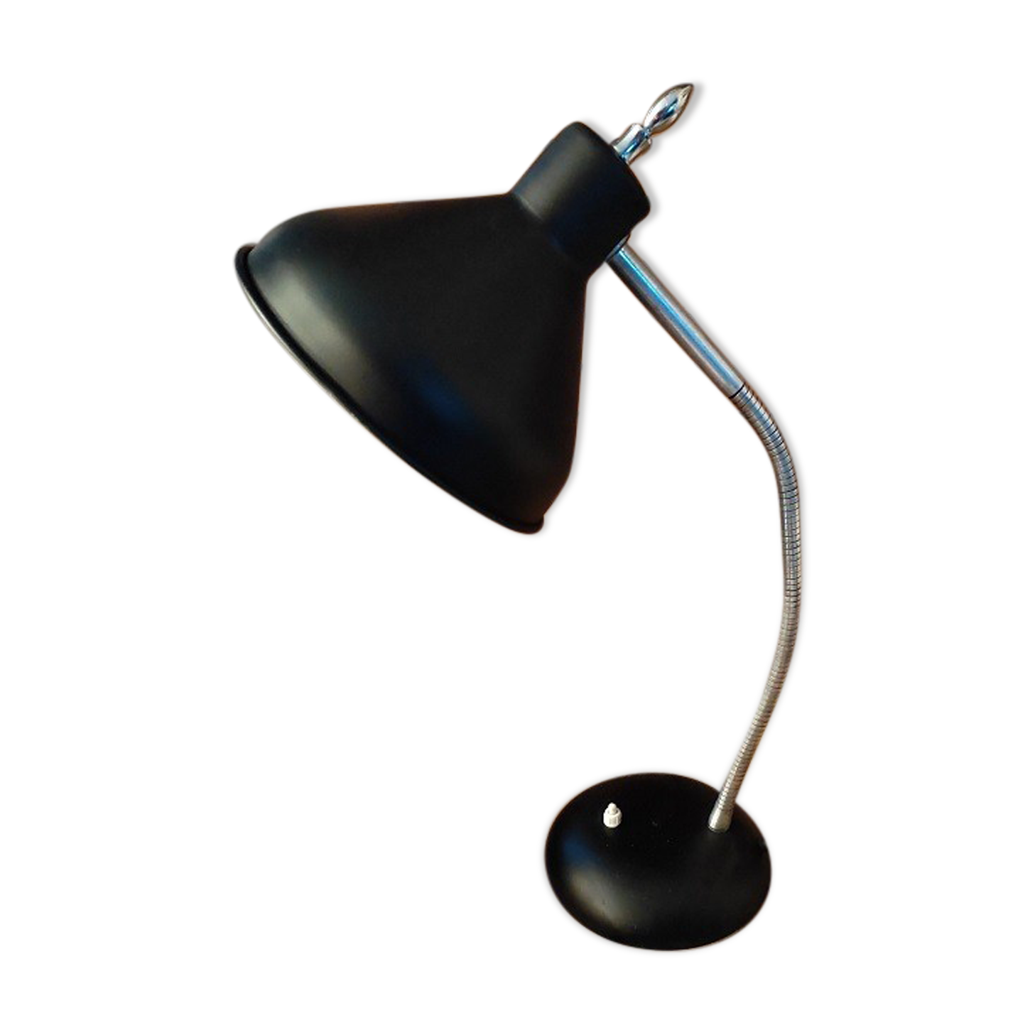Bedside lamp desk metal Aluminum black velvet Original old