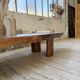 Table basse années 50 plateau bois exotique XXL