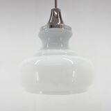 1970s Chrome & Milk Glass Pendant Light, Czechoslovakia