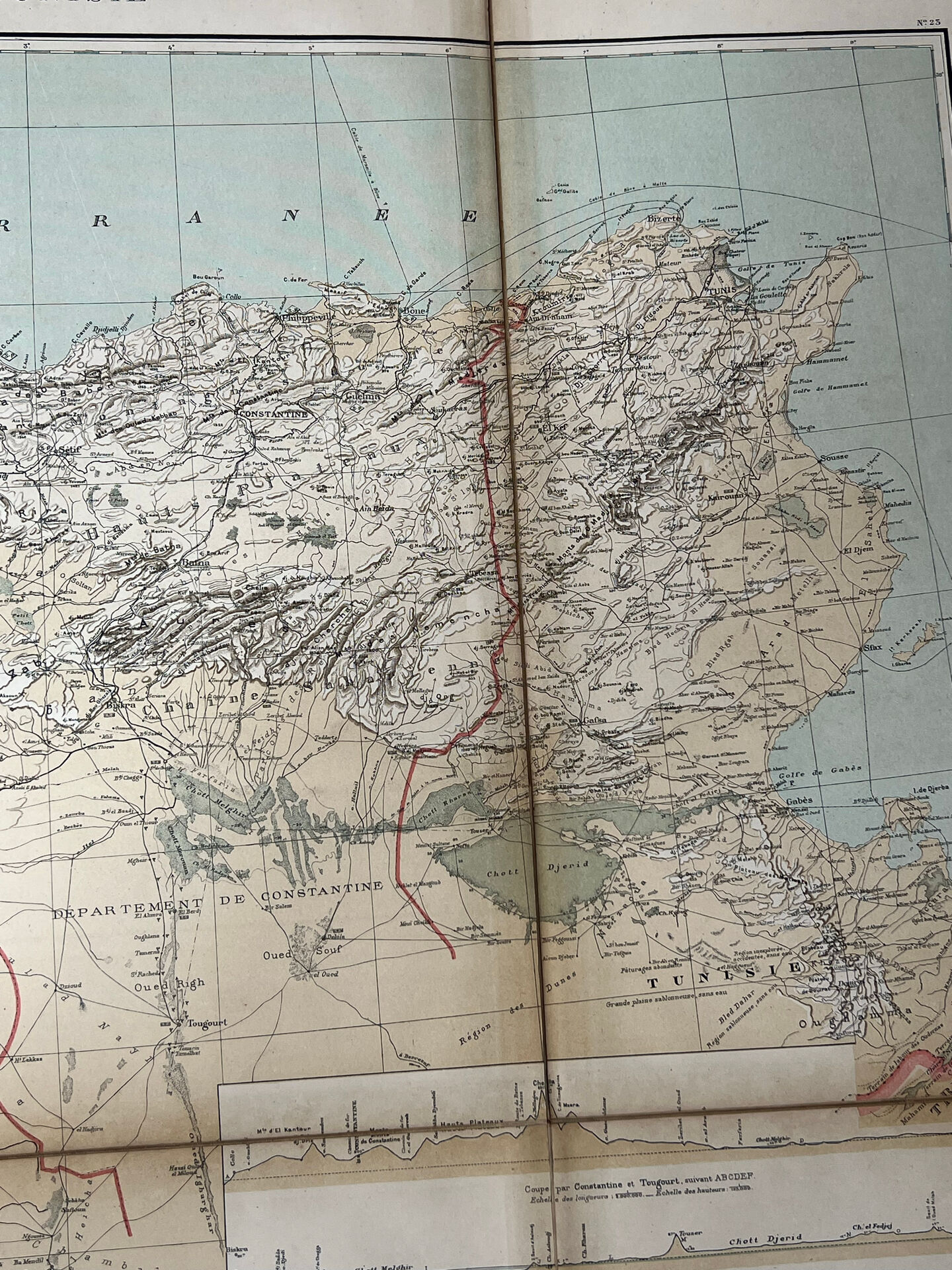 Carte ancienne Algérie et Tunisie 72,5x47cm