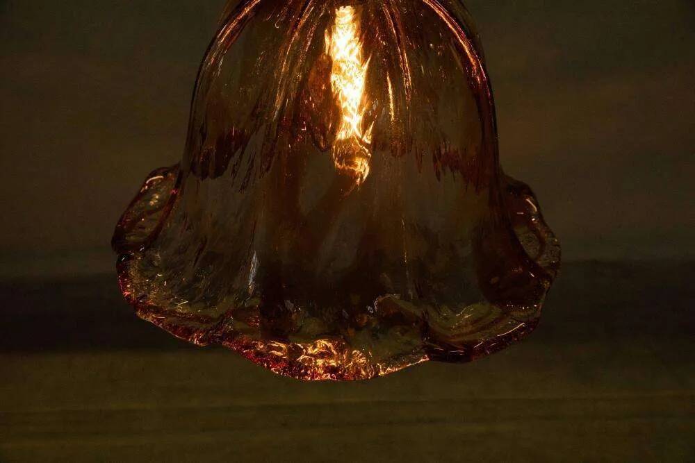 Suspension Murano ambre vintage Honsel, lampe en verre italienne