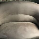 Vintage toad sofa trimmed with taupe-coloured velvet