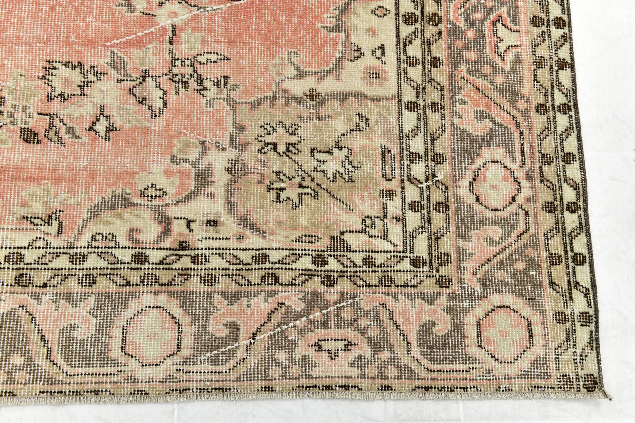 Powder Pink Hand Woven Anatolian Vintage Carpet Rug, 182x295 Cm