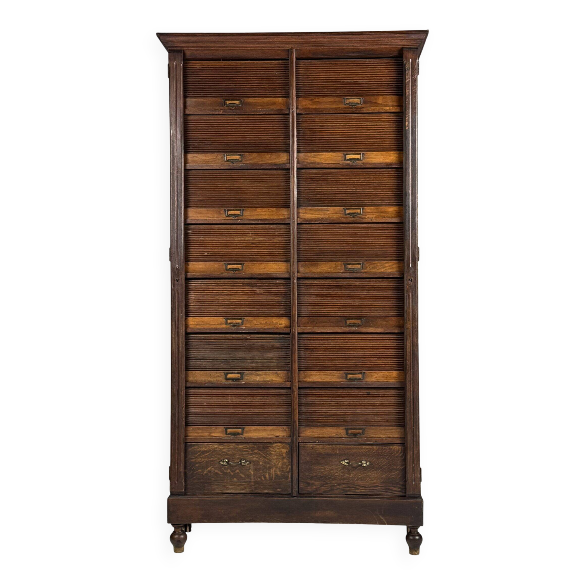 Antique archive cabinet with roller doors