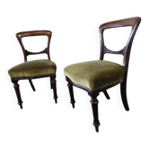 Ensemble de 2 chaises victoriennes à dossier ballon avec assises vertes