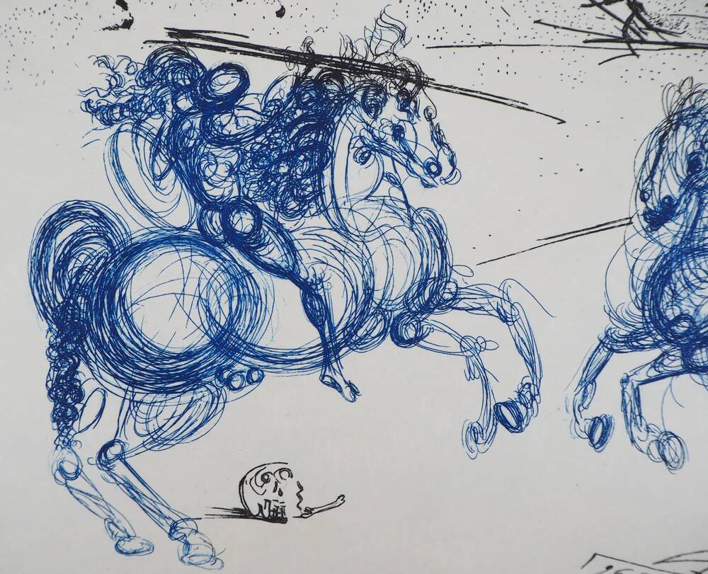 Salvador Dali: The Blue Riders, Original signed etching