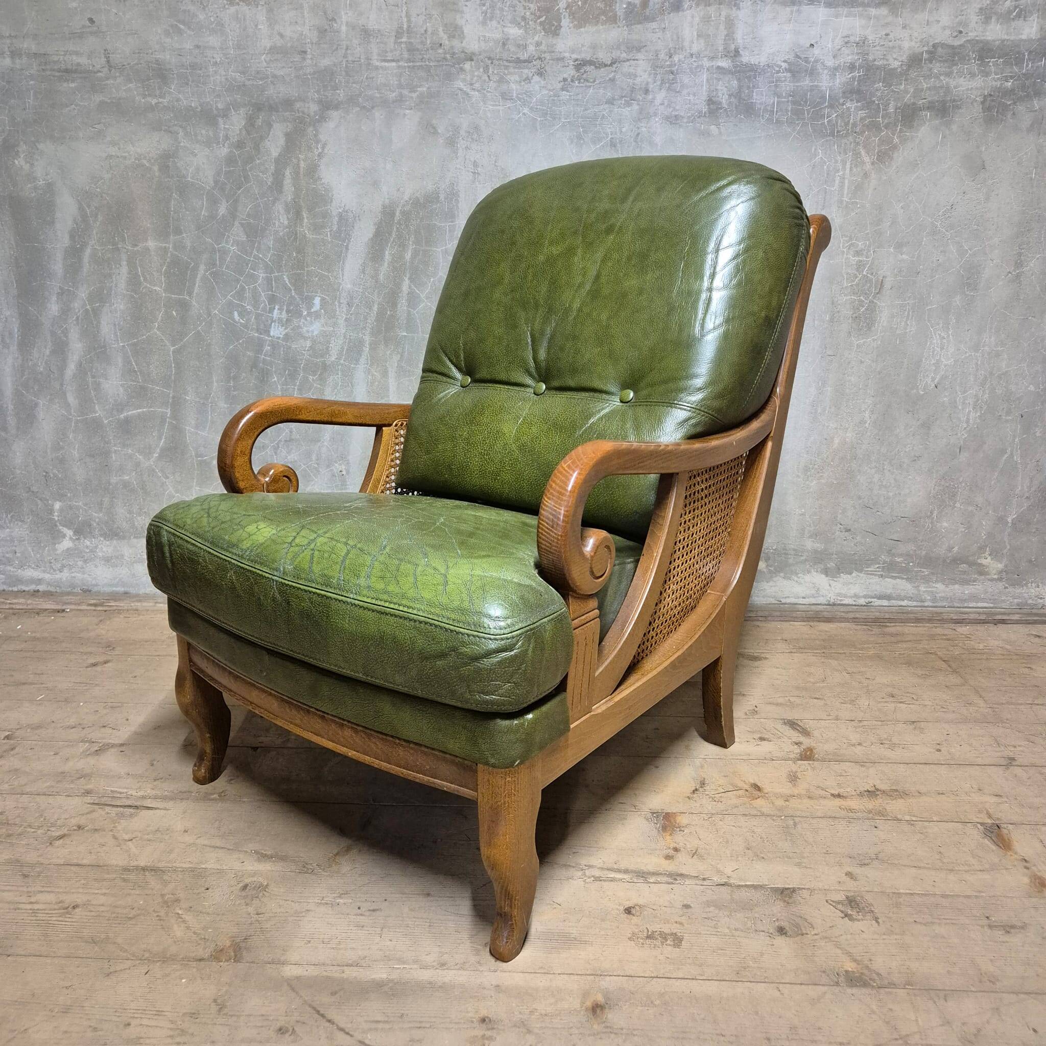Mid-century lounge armchair, cane sides, 1960s