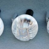 Three vintage wall lamps mazzega opalescent murano italy, year 70