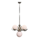 Art Deco Chrome and Pink Glass Chandelier, 1930's
