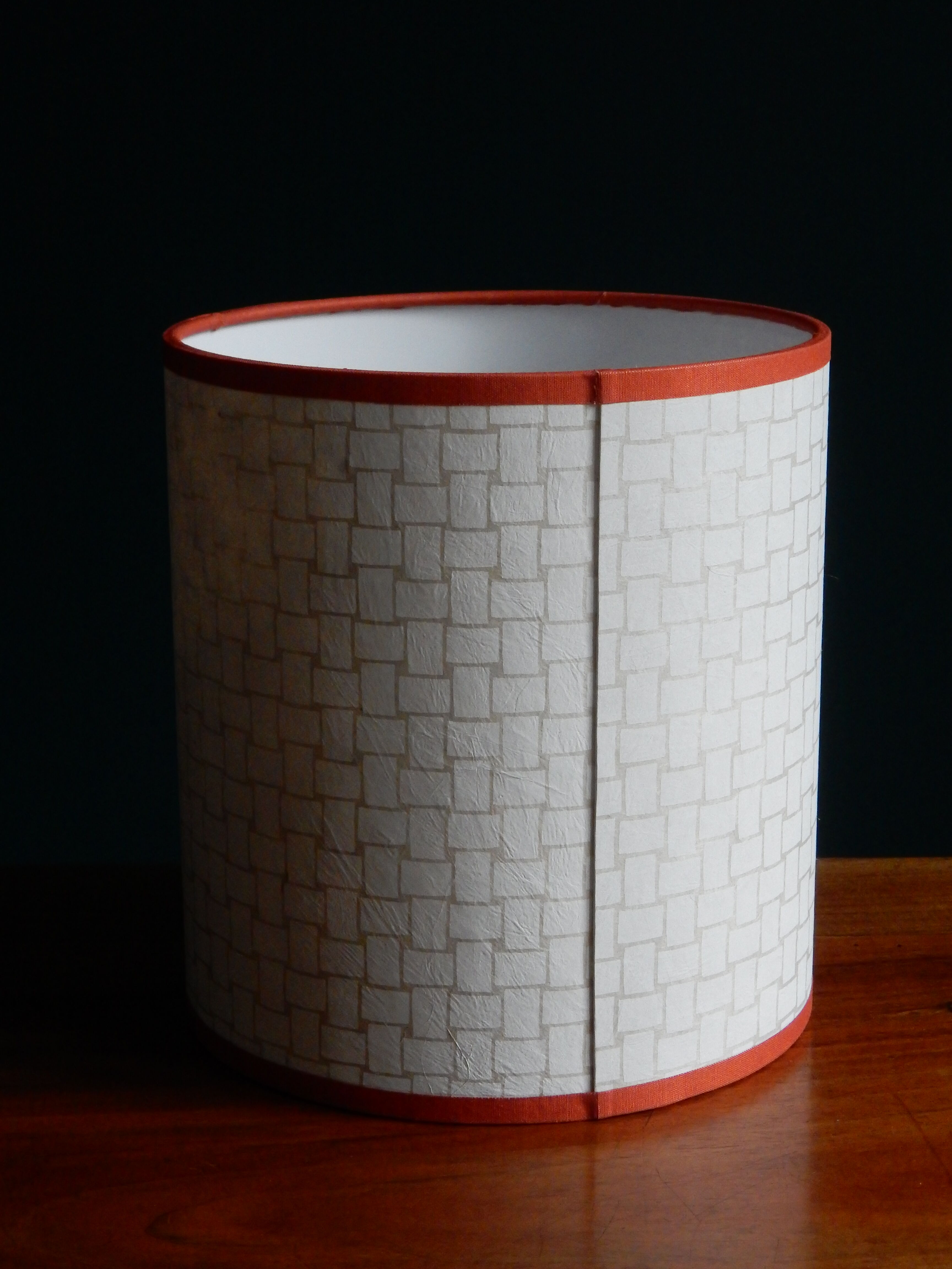 Nepalese paper cylindrical lampshade