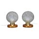 Pair of mid-century glass and wood table lamps, Czechoslovakia, 1970s