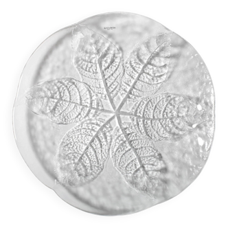 Kosta Boda Glass Clear Platter: Vintage Leaf Design by Wärff / 1975