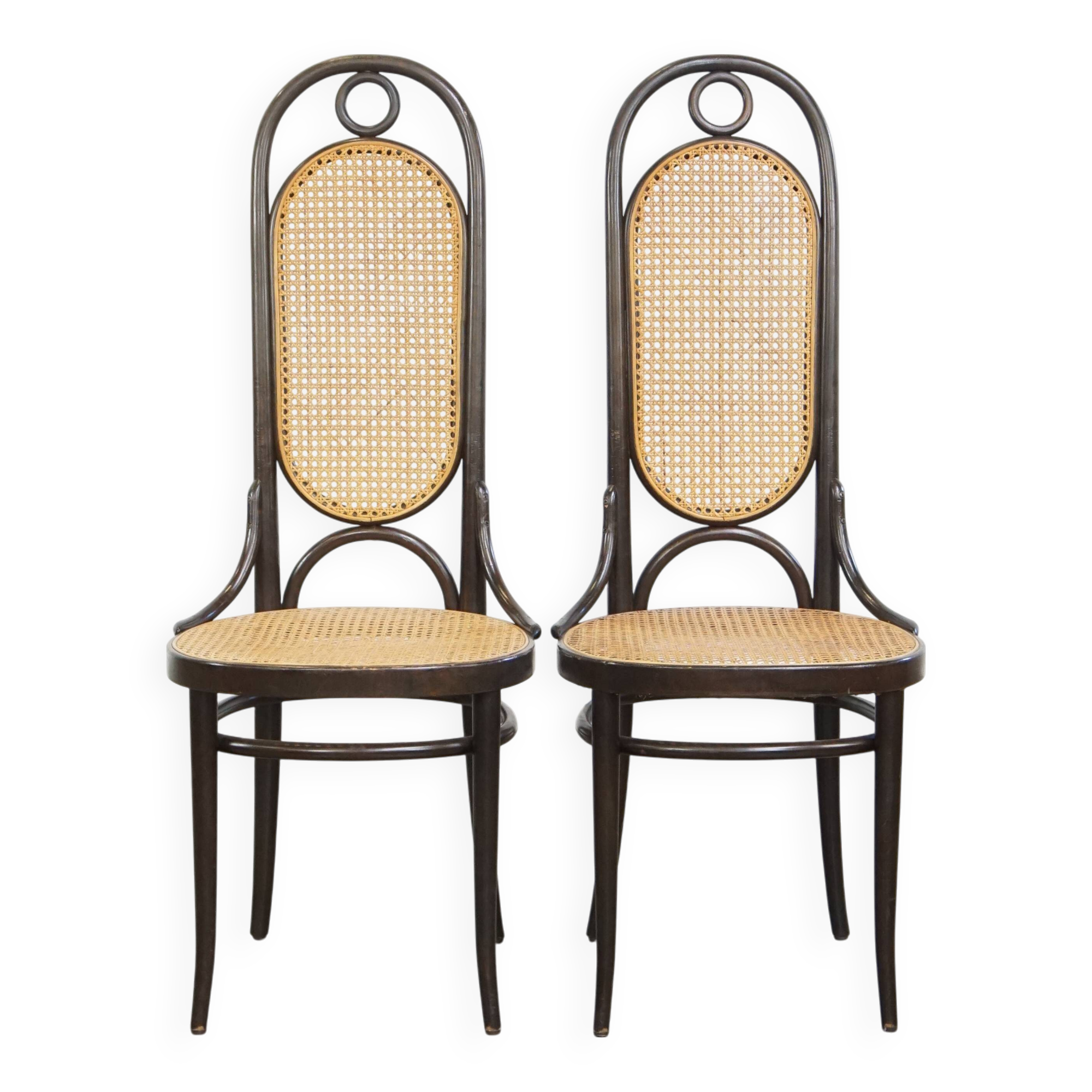 Set of 2 Vintage Bentwood "Long John" Thonet Design High Dining Chairs