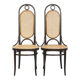 Set of 2 Vintage Bentwood "Long John" Thonet Design High Dining Chairs