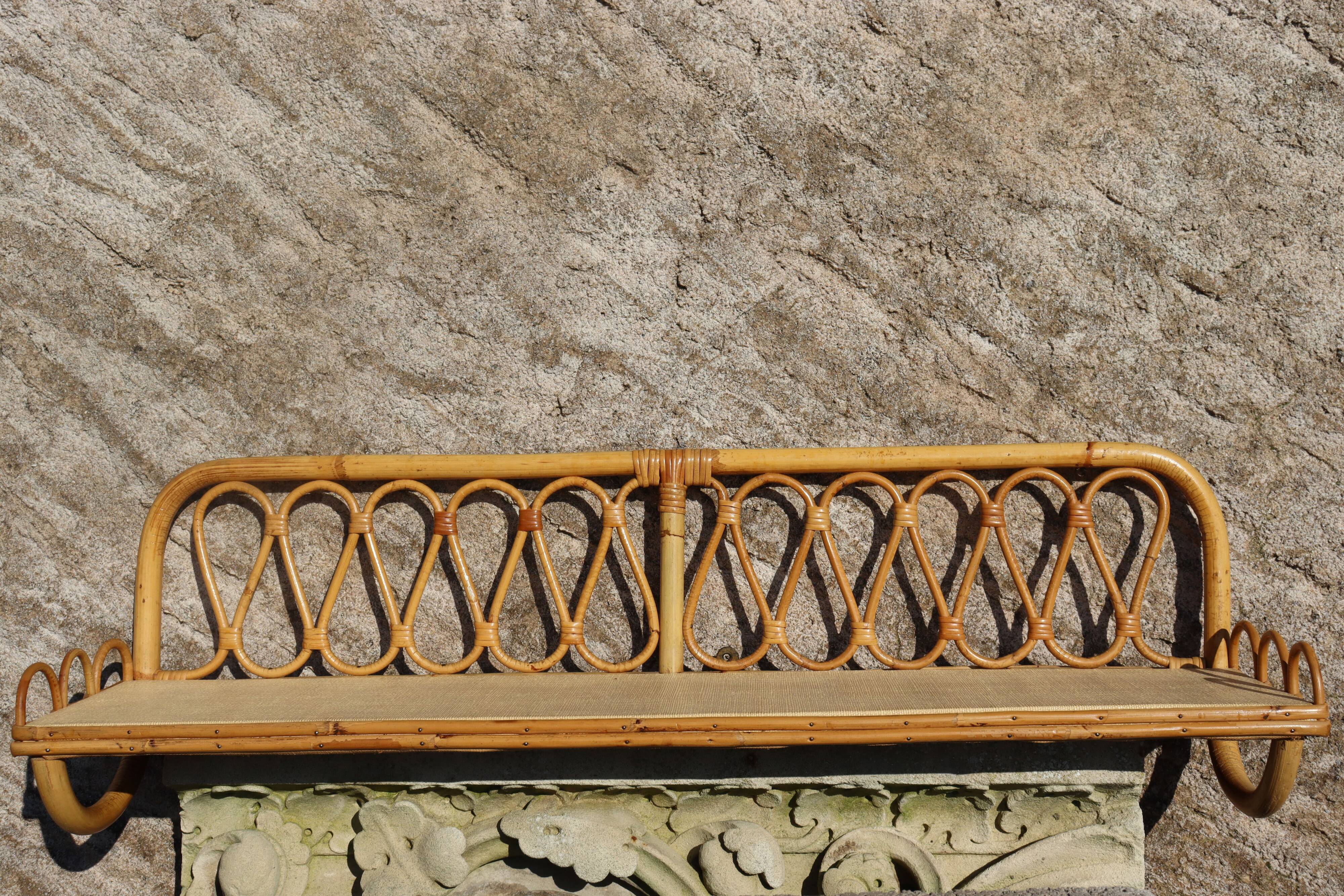 Large rattan wall shelf