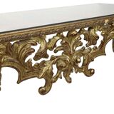Old Gilded Console Marbled Glass Rococo Style Gold