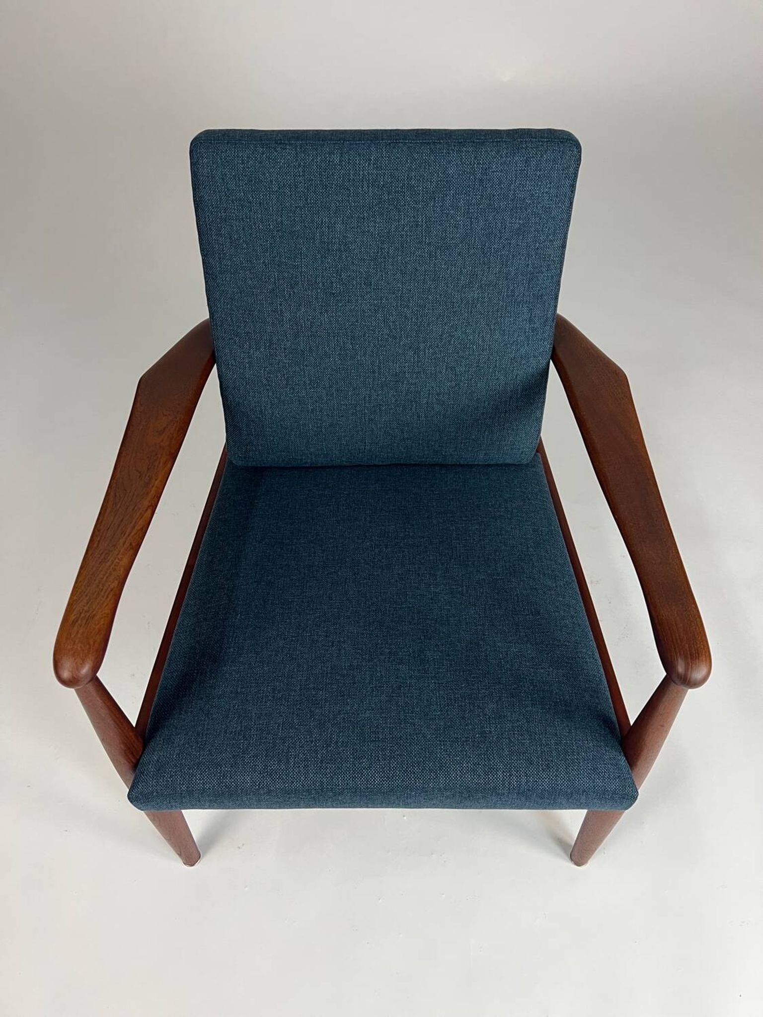 Mid-century teak armchair easy chair reupholstered 60s vintage