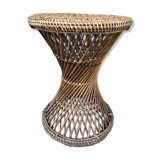 Vintage stool diabolo rattan