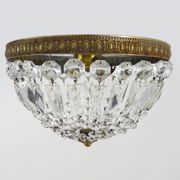 Old crown ceiling light with 3 lights, half basket with glass pendants. Louis XVI style. The 50's