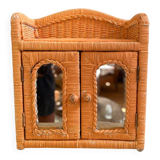 Small vintage rattan wall cabinet