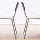 Pair of formica chairs and wood