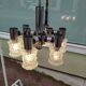 Vintage ceiling light in chrome-plated and cut glass, Targetti 1970 chandelier