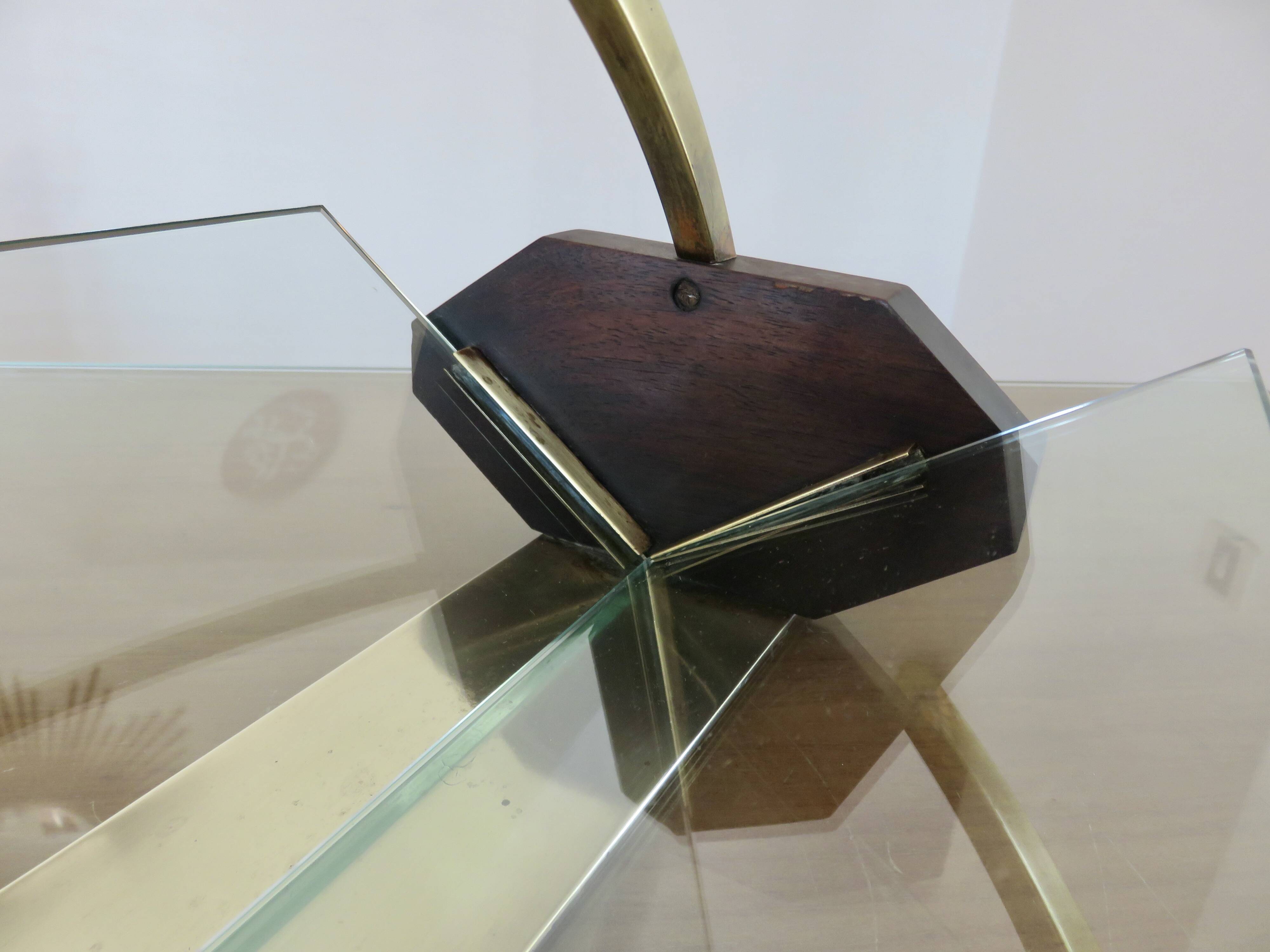 Rosewood, brass and glass centerpiece, art deco, 1930s-40s