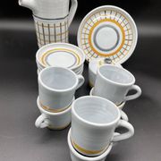 Vintage 1960s coffee service in ceramic, modernist design.