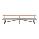 Ancien banc d’église en bois avec dossier -3 mètres -