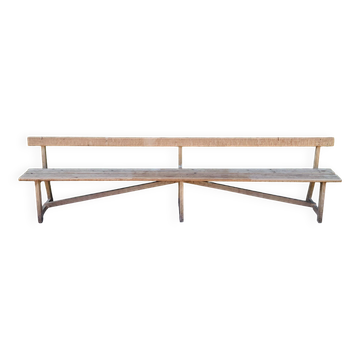 Old wooden church bench with backrest - 3 metres -