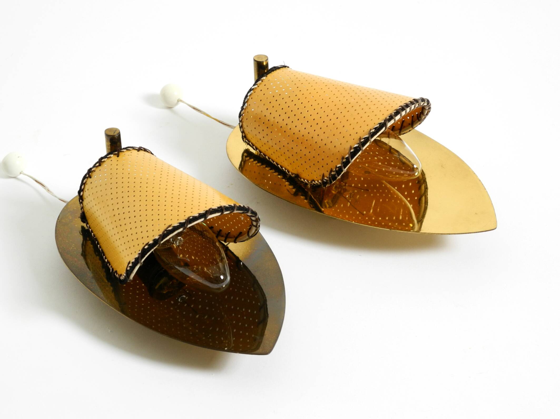 Two enchanting original Mid Century Modern brass wall lamps