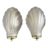 Pair of shell appliques or glass paste shells
