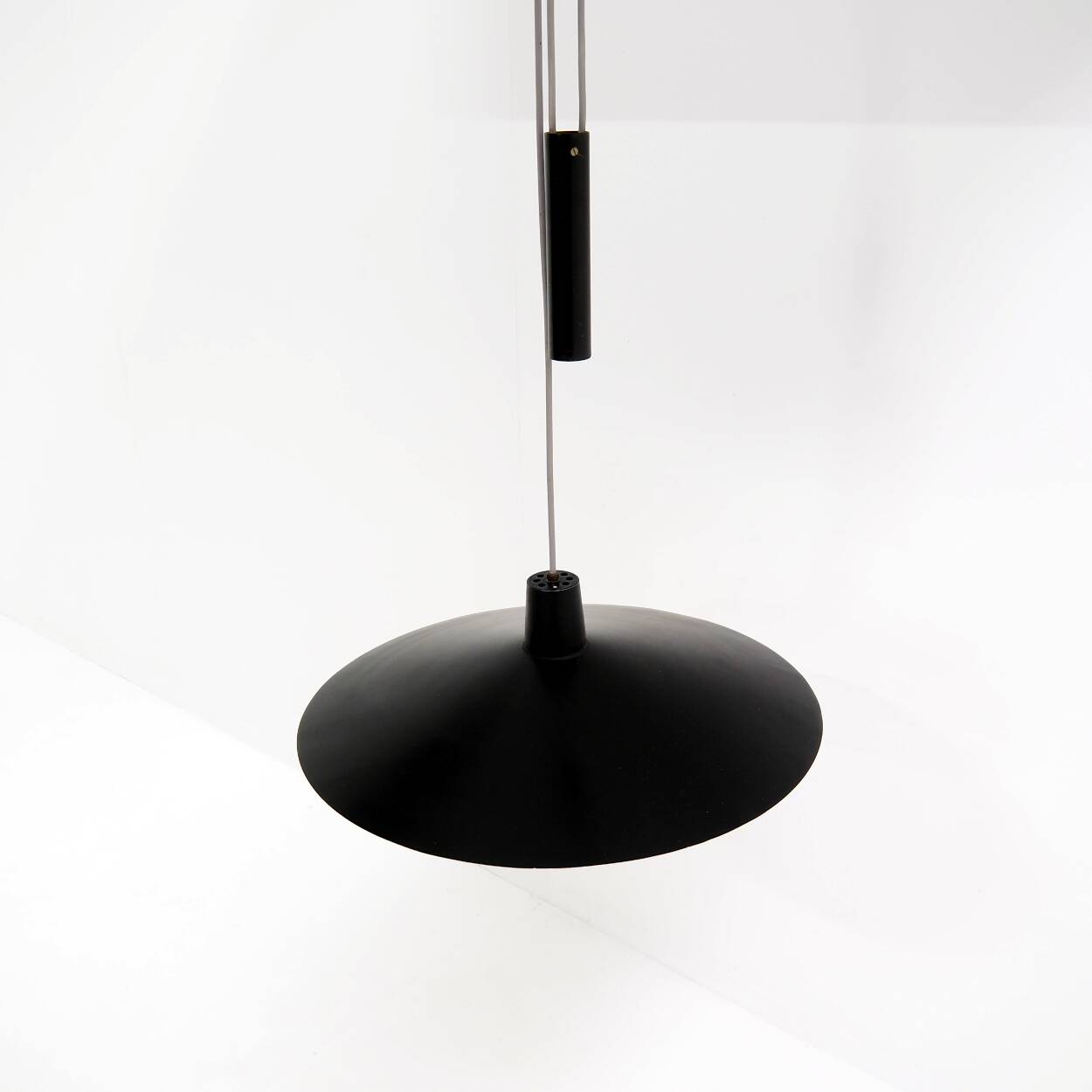 Rare, Height-Adjustable Black Metal Lamp from the 1950s