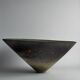 Antonio Lampecco shuttle vase, glazed grey-green ceramic, signed.