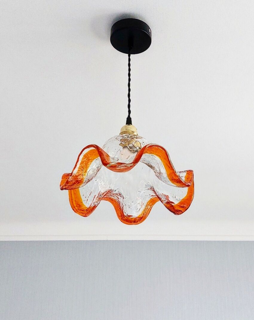 Suspension vintage verre moulé