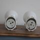 Pair of white ceramic wall lights, Bauhaus style, Italy
