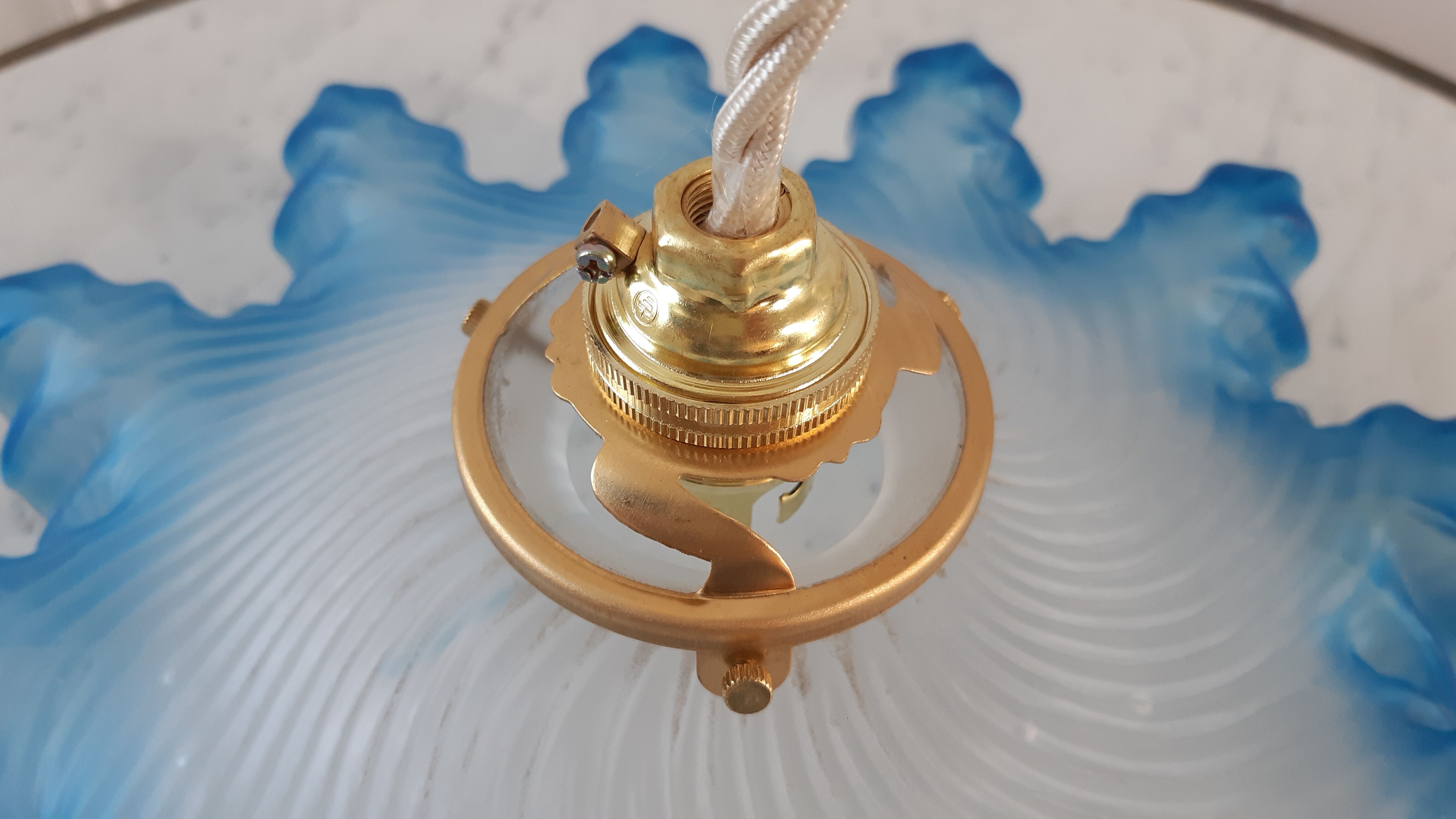 Serrated suspension in blue glass years 50-60