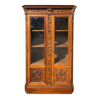 Bibliothèque ou Vitrine en Noyer Style Renaissance
